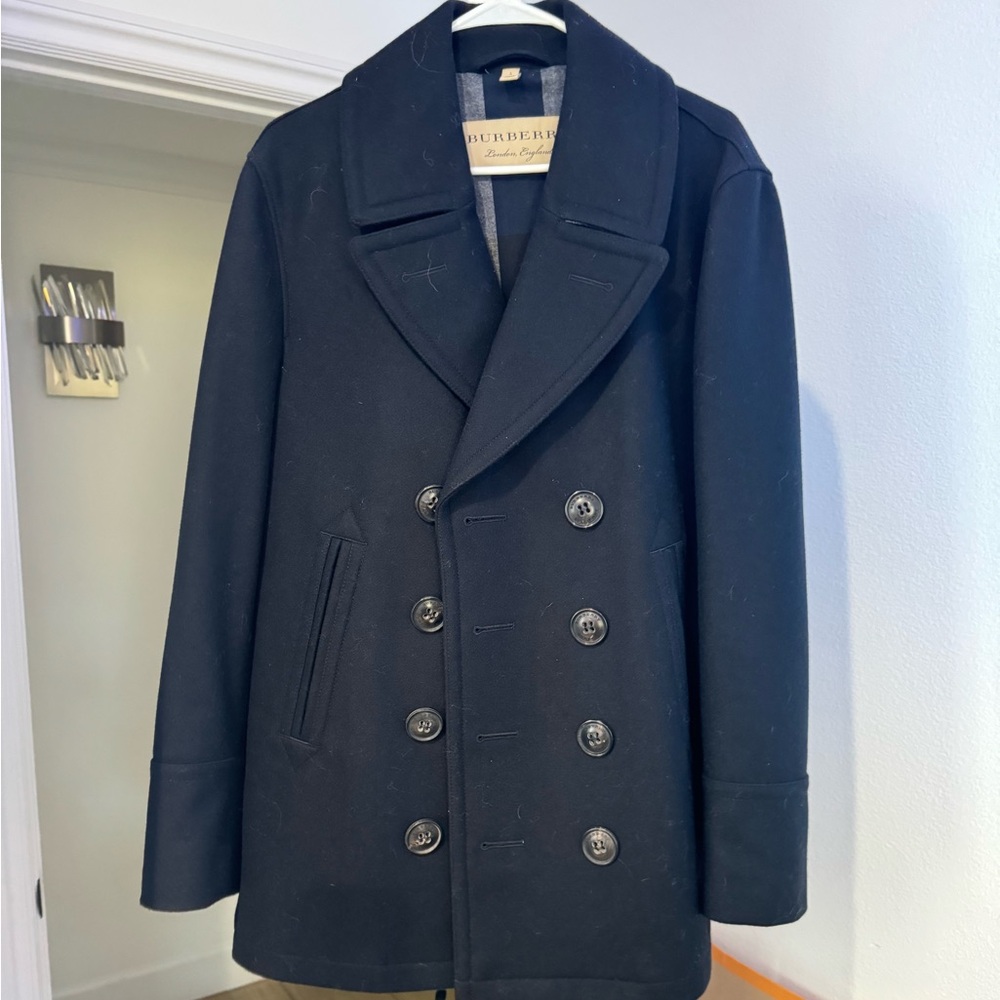 Men’s Navy Burberry pea coat